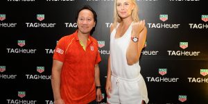 TAG Heuer builds floating tennis court, Sharapova tries it
