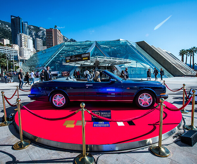 A Bentley Azure painted with two million diamonds, on show at Top Marques Monaco 2017. Image courtesy of Top Marques Monaco 2017