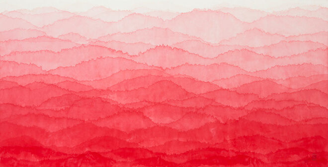 Kim Minjung, ‘Red mountain’, 2015, watercolour on mulberry Hanji paper