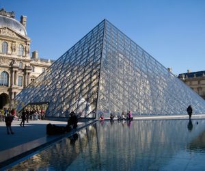 The Louvre Pyramid, designed by Chinese-American architect I.M. Pei, in the courtyard of the Louvre Museum