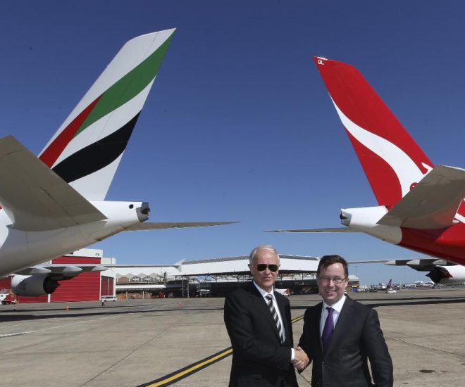 Qantas CEO Alan Joyce Emirates President Tim Clark