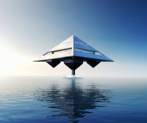 The Schwinge HYSWAS Tetrahedron Super Yacht. Project instigation and Designer: Jonathan Schwinge / SCHWINGE; TETRA Lightweight Technologies & Project Management: Marcel Müller, INMAINCO Visionary Marine Management; TETRA HYSWAS Propulsion: The Maritime Applied Physics Corporation, USA; CGI Images: EYELEVEL CREATIVE