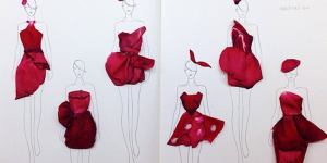 Fashion Illustrations made from flower petals